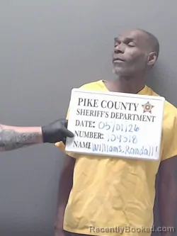 Mugshot of RANDALL JEROME WILLIAMS booked in Pike County, Alabama on May 1, 2026