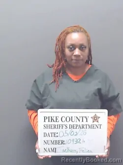 Mugshot of FELICIA MONIEC JACKSON booked in Pike County, Alabama on May 3, 2026