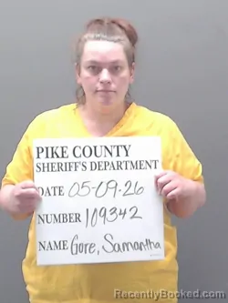 Mugshot of SAMANTHA GORE booked in Pike County, Alabama on May 9, 2026
