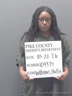 Mugshot of HALLIE MICHELLE WILLIAMS booked in Pike County, Alabama on May 20, 2026