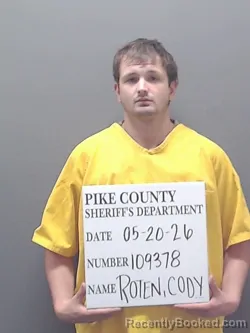 Mugshot of CODY ROTEN booked in Pike County, Alabama on May 20, 2026