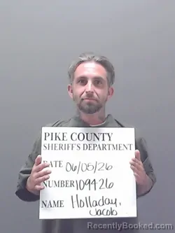 Mugshot of JACOB RAY HOLLADAY booked in Pike County, Alabama on June 5, 2026