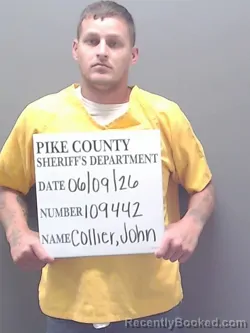 Mugshot of JOHN WAYNE COLLIER booked in Pike County, Alabama on June 9, 2026