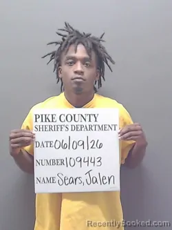 Mugshot of JALEN DAVON SEARS booked in Pike County, Alabama on June 9, 2026