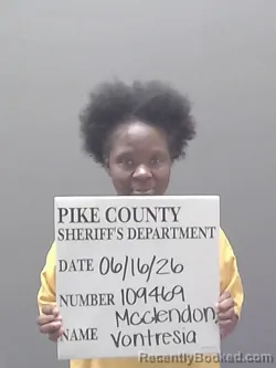 Mugshot of VONTRESIA MCCLENDON booked in Pike County, Alabama on June 16, 2026