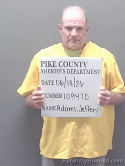 Mugshot of JEFFERY ROY JR ADAMS booked in Pike County, Alabama on June 18, 2026