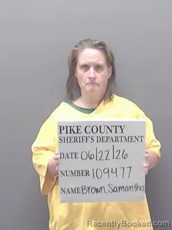 Mugshot of SAMANTHA STARR BROWN booked in Pike County, Alabama on June 22, 2026