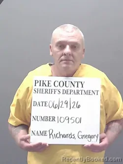 Mugshot of GREGORY RICHARDS booked in Pike County, Alabama on June 29, 2026
