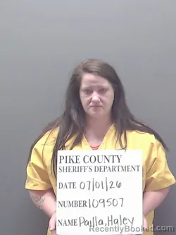 Mugshot of HALEY DEBRAY PAILLA booked in Pike County, Alabama on July 1, 2026