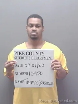 Mugshot of RASHAUN DEVANTE THOMAS booked in Pike County, Alabama on July 1, 2026