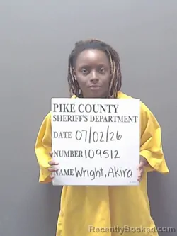 Mugshot of AKIRA LYNN WRIGHT booked in Pike County, Alabama on July 2, 2026
