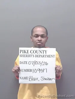 Mugshot of SHAKEEM D'SEAN BLAIR booked in Pike County, Alabama on July 3, 2026