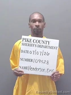 Mugshot of ERIC DEWAYNE HENDERSON booked in Pike County, Alabama on July 7, 2026