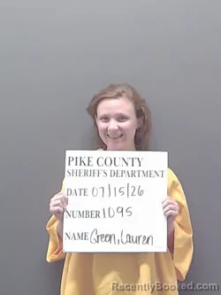 Mugshot of LAUREN RYAN GREEN booked in Pike County, Alabama on July 15, 2026