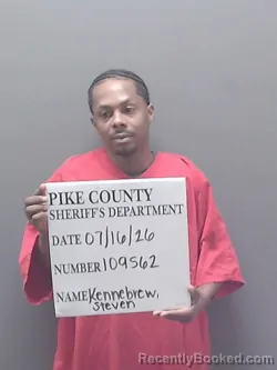 Mugshot of STEVEN THAWON KENNEBREW booked in Pike County, Alabama on July 16, 2026