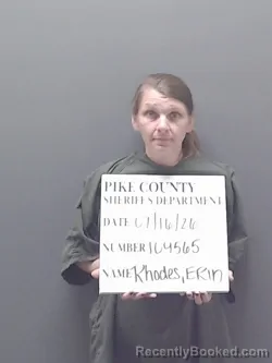 Mugshot of ERIN RHODES booked in Pike County, Alabama on July 16, 2026