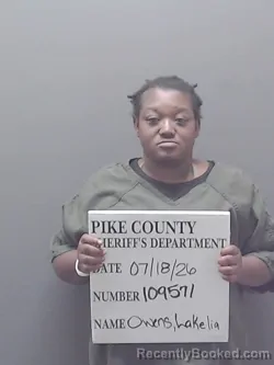 Mugshot of LAKELIA QUSHAWN OWENS booked in Pike County, Alabama on July 18, 2026