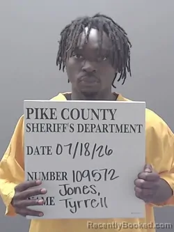 Mugshot of TYRRELL JONES booked in Pike County, Alabama on July 18, 2026