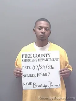 Mugshot of DERRICK JARREL BRUNDIDGE booked in Pike County, Alabama on July 29, 2026
