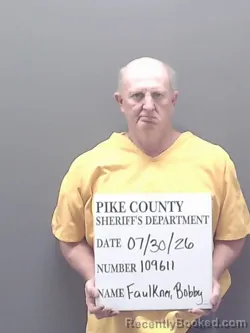 Mugshot of BOBBY RICHARD FAULKNER booked in Pike County, Alabama on July 30, 2026