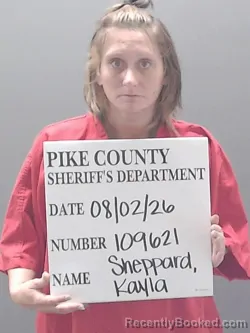 Mugshot of KAYLA RENEE SHEPPARD booked in Pike County, Alabama on August 2, 2026