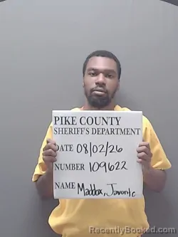 Mugshot of JAVONTE LAQUAN MADDOX booked in Pike County, Alabama on August 2, 2026