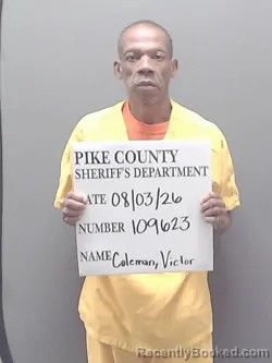 Mugshot of VICTOR ROMERO COLEMAN booked in Pike County, Alabama on August 2, 2026