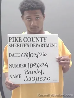 Mugshot of JA'QUEZE LEWIS BANDY booked in Pike County, Alabama on August 3, 2026