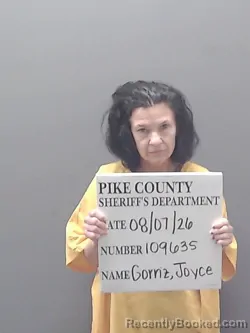 Mugshot of Joyce Fernanadez Gorriz booked in Pike County, Alabama on August 7, 2026
