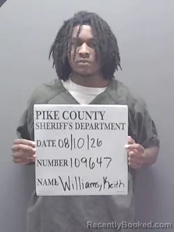 Mugshot of Keith Delano Jr Williams booked in Pike County, Alabama on August 10, 2026