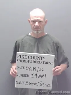 Mugshot of Joshua Glen Smith booked in Pike County, Alabama on August 17, 2026
