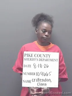 Mugshot of Clara Crittendon booked in Pike County, Alabama on August 18, 2026