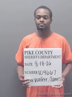 Mugshot of James Dea'ndre Walker booked in Pike County, Alabama on August 18, 2026