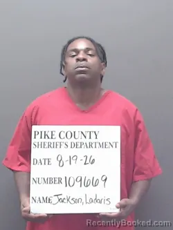 Mugshot of Ladaris Lammon Jackson booked in Pike County, Alabama on August 19, 2026