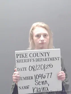 Mugshot of Klaira Grace Senn booked in Pike County, Alabama on August 20, 2026