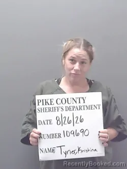 Mugshot of Kristina Brandie Tyner booked in Pike County, Alabama on August 26, 2026