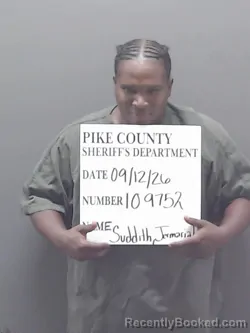 Mugshot of Jermarial Contrel Suddith booked in Pike County, Alabama on September 12, 2026