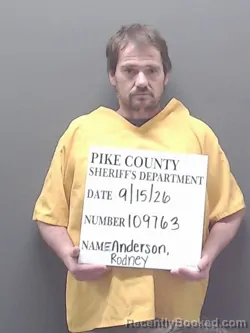 Mugshot of Rodney Glen Anderson booked in Pike County, Alabama on September 15, 2026