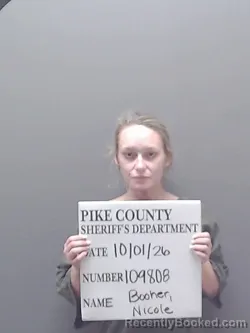 Mugshot of Nicole Booher booked in Pike County, Alabama on October 1, 2026
