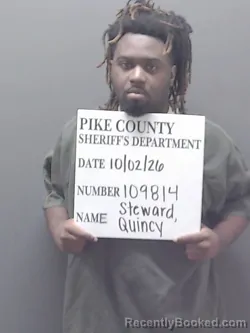 Mugshot of Quincy Stephon Steward booked in Pike County, Alabama on October 2, 2026