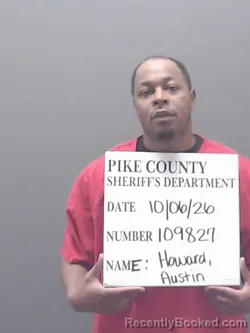 Mugshot of Austin Everson Rashad Howard booked in Pike County, Alabama on October 6, 2026