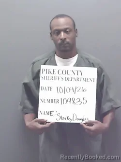 Mugshot of Douglas Lamar Starks booked in Pike County, Alabama on October 9, 2026