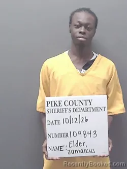 Mugshot of Jamarcus Antonio Elder booked in Pike County, Alabama on October 12, 2026