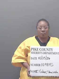 Mugshot of Sharonda Culver booked in Pike County, Alabama on October 13, 2026