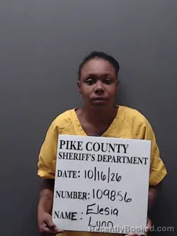 Mugshot of Elesia Angelic Lynn booked in Pike County, Alabama on October 16, 2026