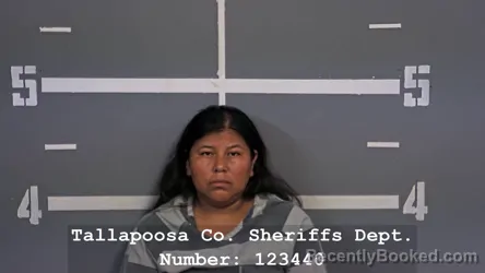 Mugshot of Maria Teresa Perez Mendoza booked in Tallapoosa County, Alabama on August 13, 2026