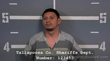 Mugshot of Darwin Chavez Alvarado booked in Tallapoosa County, Alabama on August 14, 2026