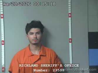 Mugshot of Jose Miranda booked in Richland County, Louisiana on August 27, 2026