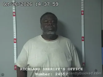 Mugshot of Lemar Reese booked in Richland County, Louisiana on October 26, 2026