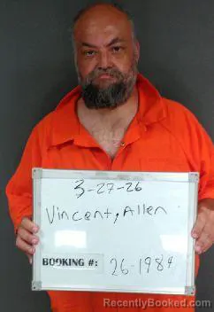 Mugshot of Allen Edward Vincent booked in Sebastian County, Arkansas on March 27, 2026